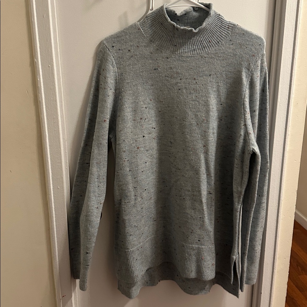 Loft Speckled Blue Mock Neck Sweater